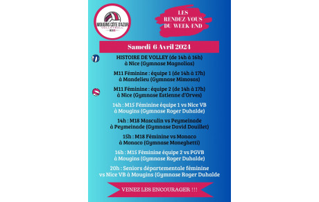 Programme du Samedi 06 Avril 2024