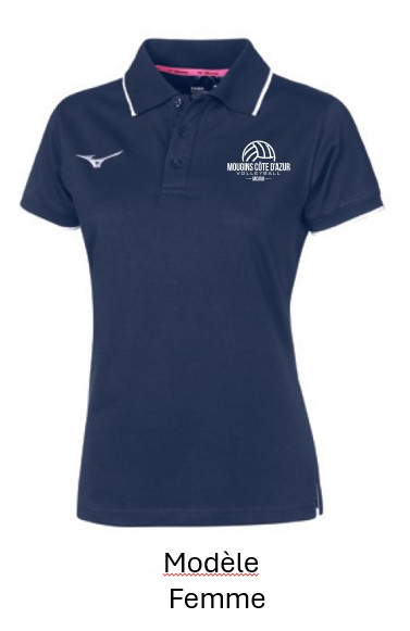 Polo Mizuno modele Femme, avec logo du club, et initiales (option)